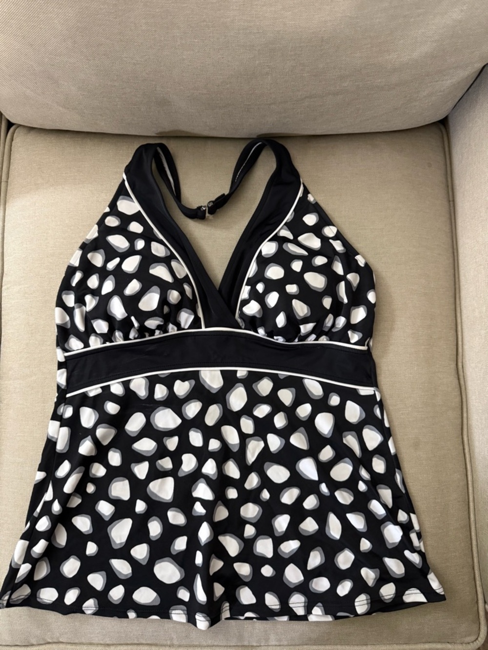 Black & White Halter Tankini Top - Women swimwear.